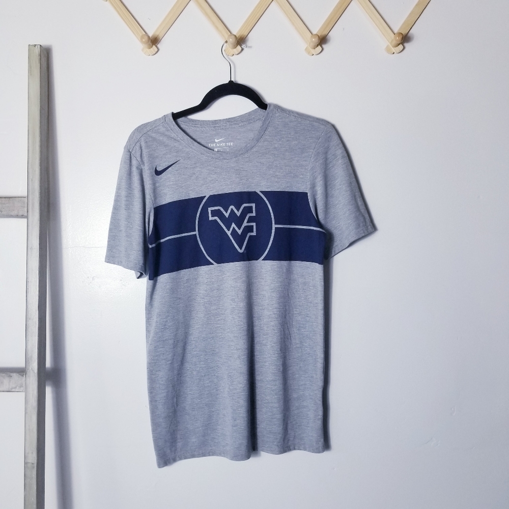 NIKE TEE MEN'S ATHLETIC CUT GRAY WITH NAVY WV SIZE SMALL